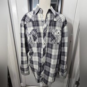7 Diamonds Men Button Up Long Sleeve Shirt Sz Large Plaid